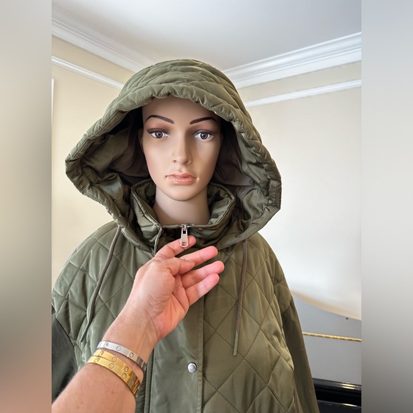 NWT Luxe Minimalist Timeless Zara Water Resistant Hooded Quilted Coat - Picture 15 of 17